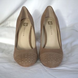 AK Anne Klein Qadira Suede Pumps with Studs, Taupe